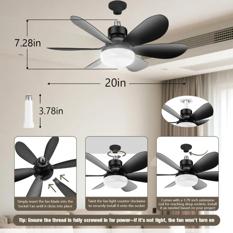 LED 40W Ceiling Fan E27 Light