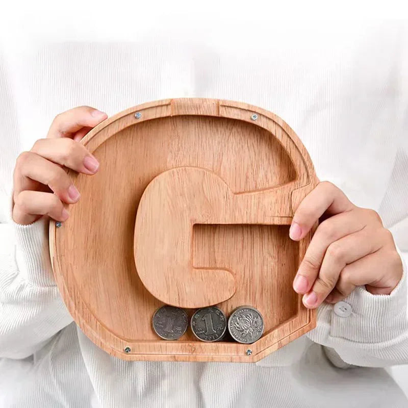 Wooden English Letters Piggy Bank