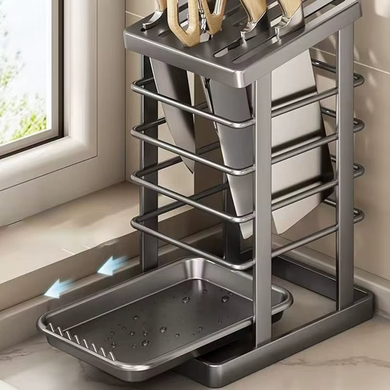 Stainless Steel Knife Holder With Tray