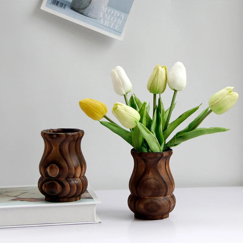 Retro Wooden Vase