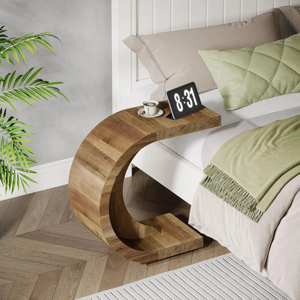 C-Shaped End Wooden Table