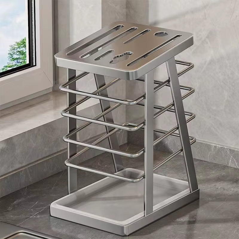 Stainless Steel Knife Holder With Tray