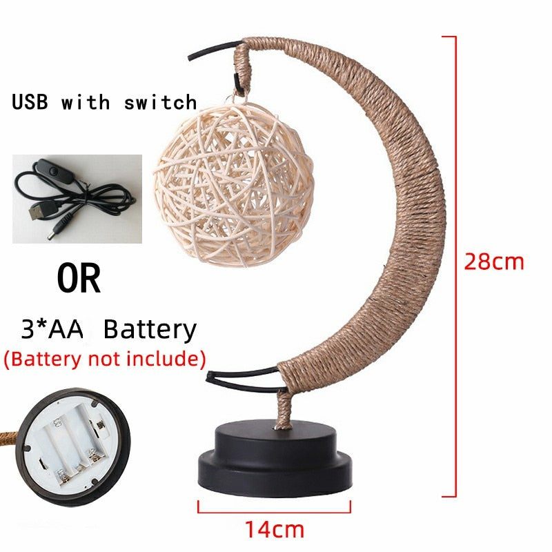 Rattan Moon Lamp