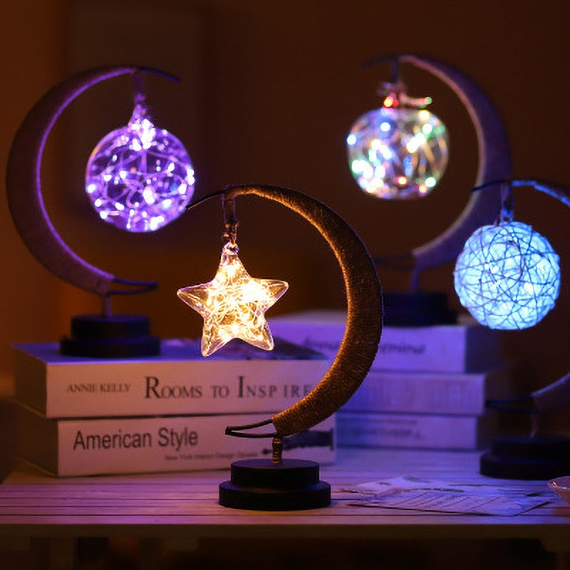 Rattan Moon Lamp