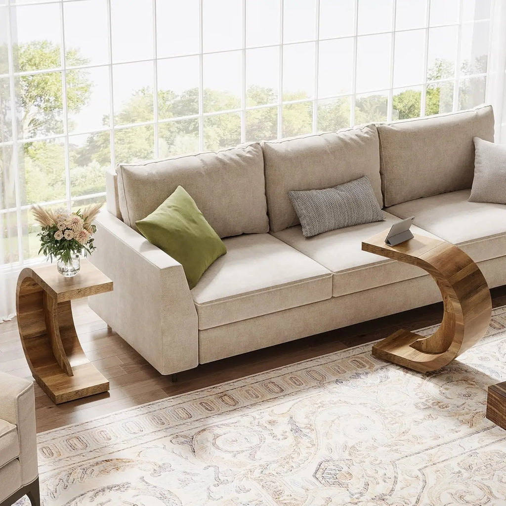 C-Shaped End Wooden Table