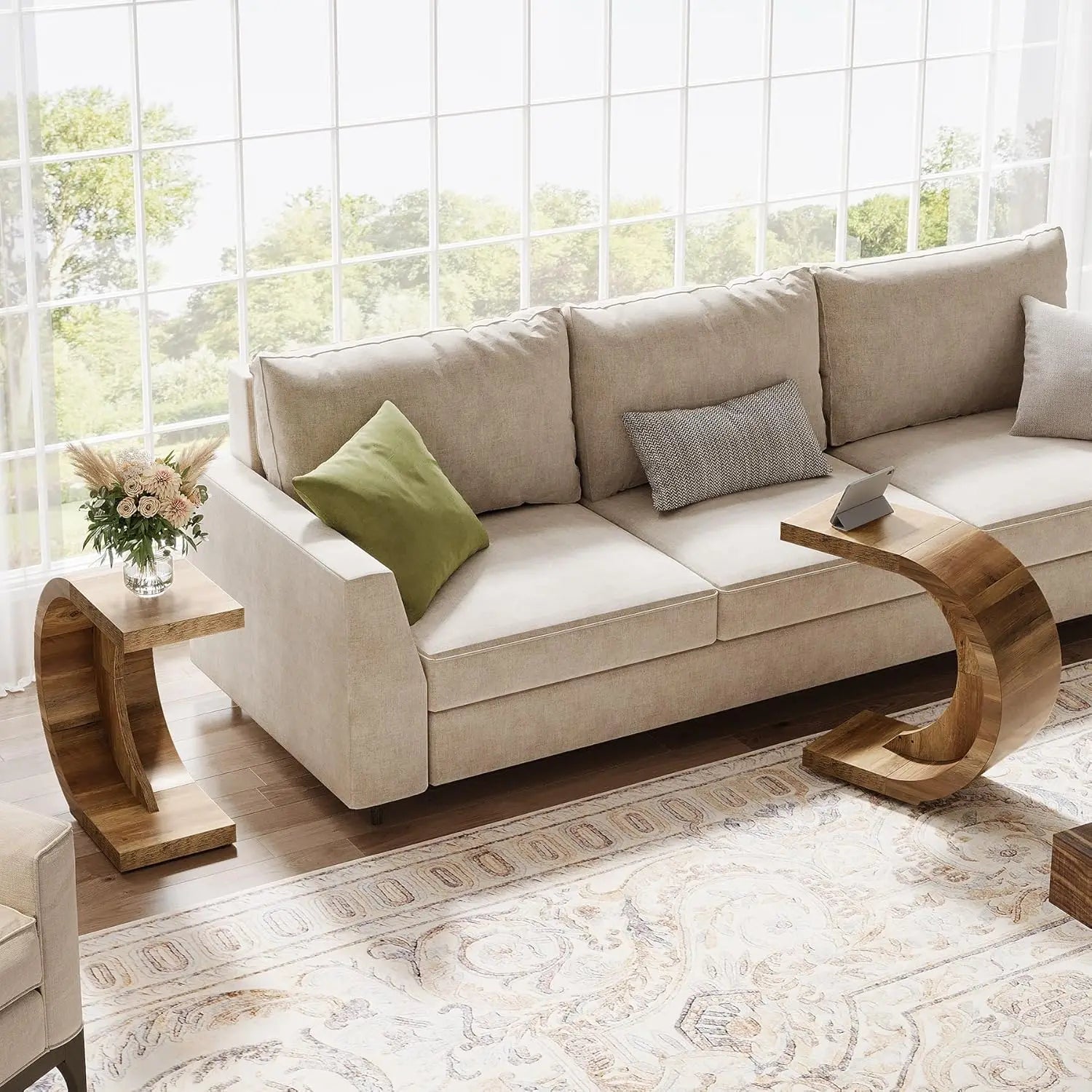C-Shaped End Wooden Table