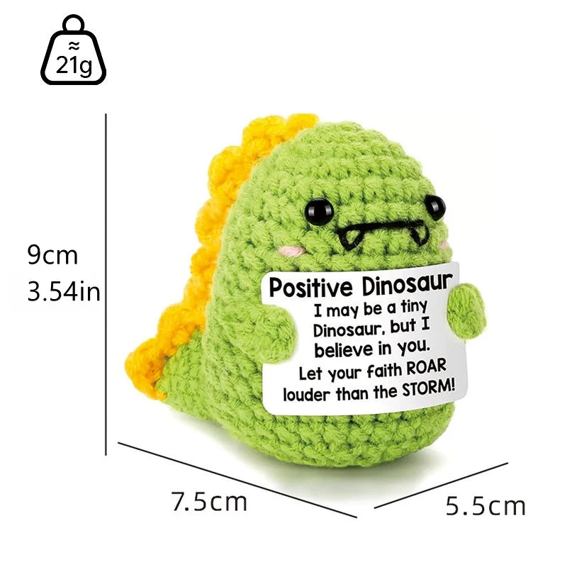 Creative Funny Handmade Crochet Emotional Support Dolls with Positive Energy Card