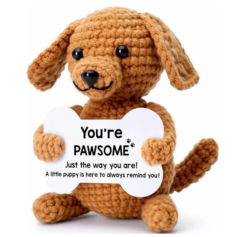 Creative Funny Handmade Crochet Emotional Support Dolls with Positive Energy Card