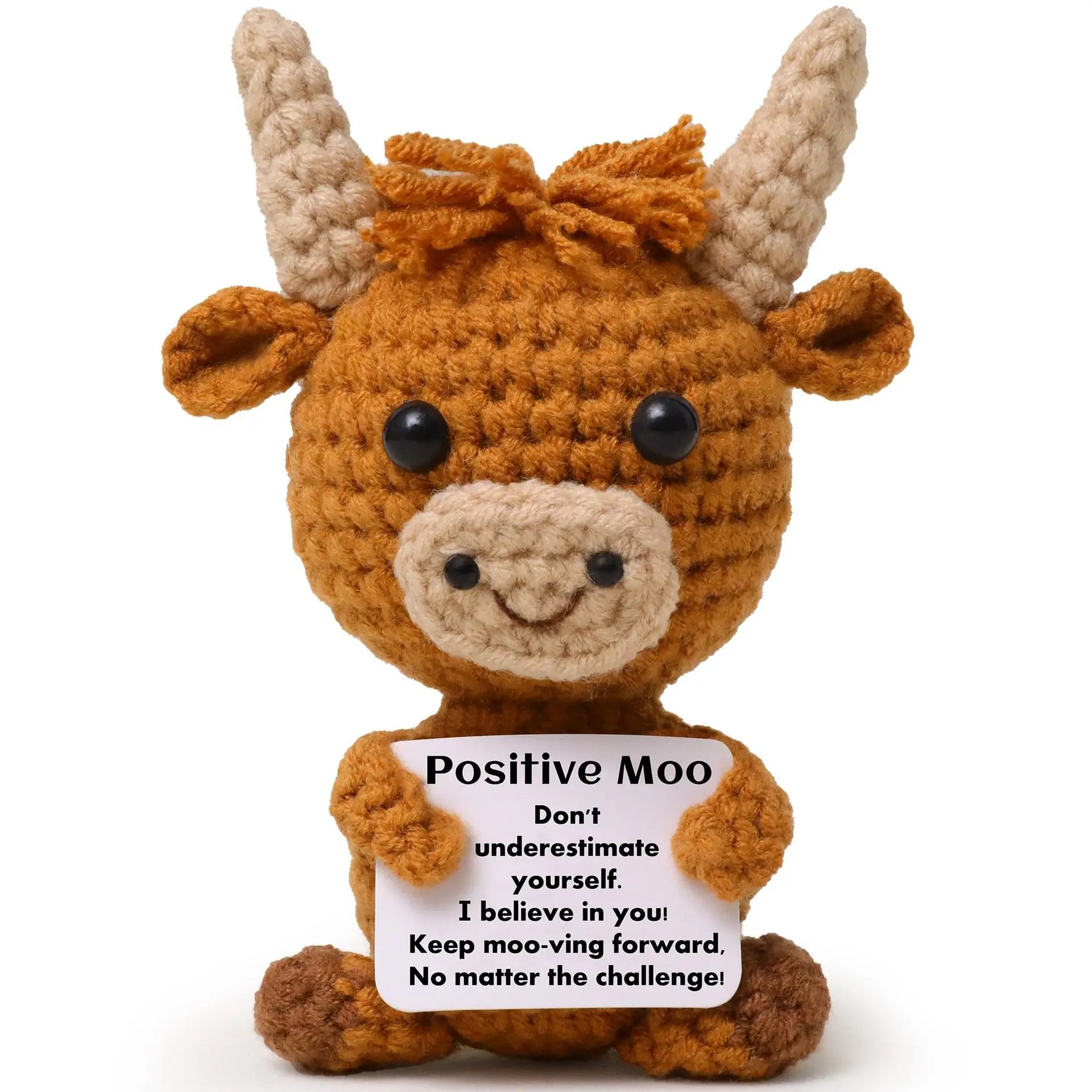 Creative Funny Handmade Crochet Emotional Support Dolls with Positive Energy Card