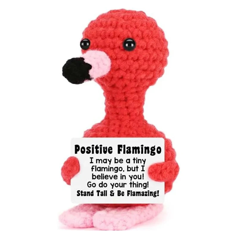 Creative Funny Handmade Crochet Emotional Support Dolls with Positive Energy Card