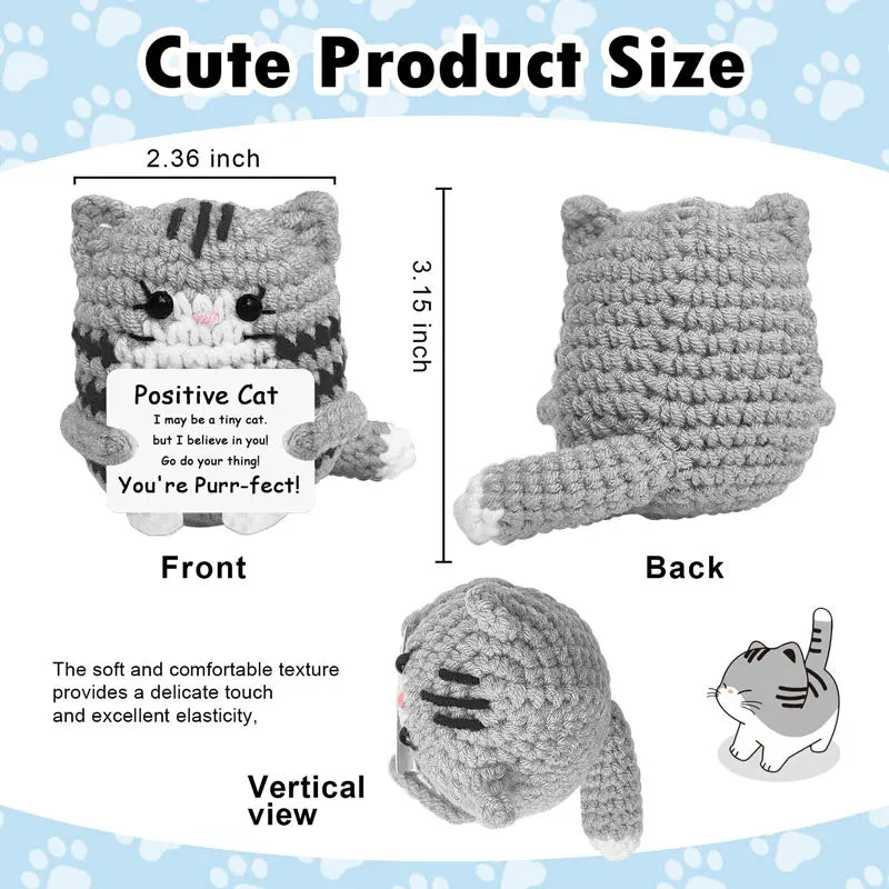 Creative Funny Handmade Crochet Emotional Support Dolls with Positive Energy Card
