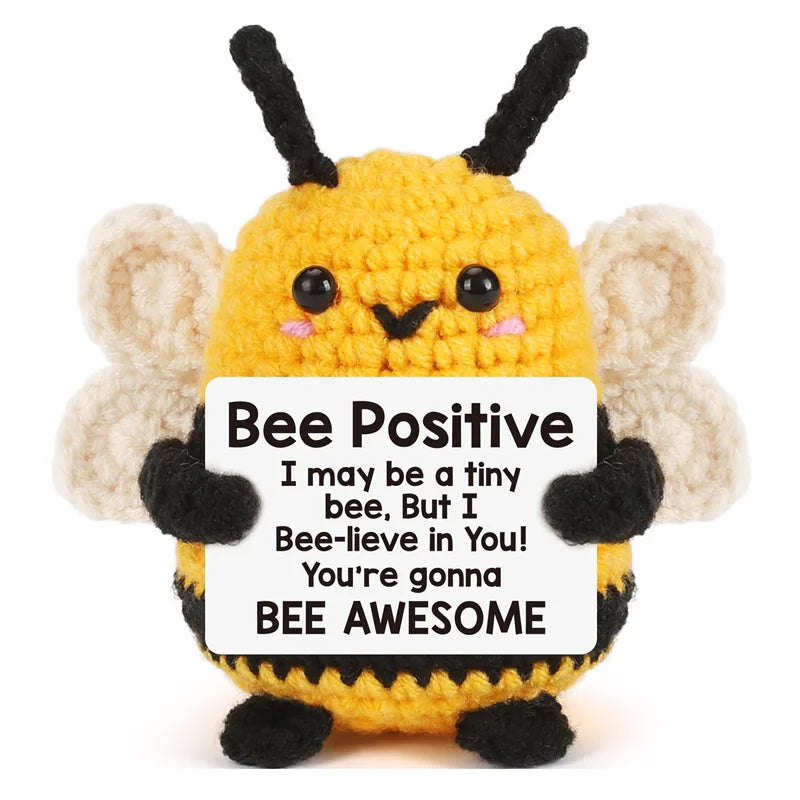 Creative Funny Handmade Crochet Emotional Support Dolls with Positive Energy Card