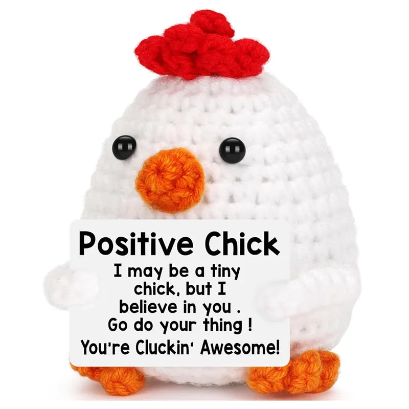 Creative Funny Handmade Crochet Emotional Support Dolls with Positive Energy Card