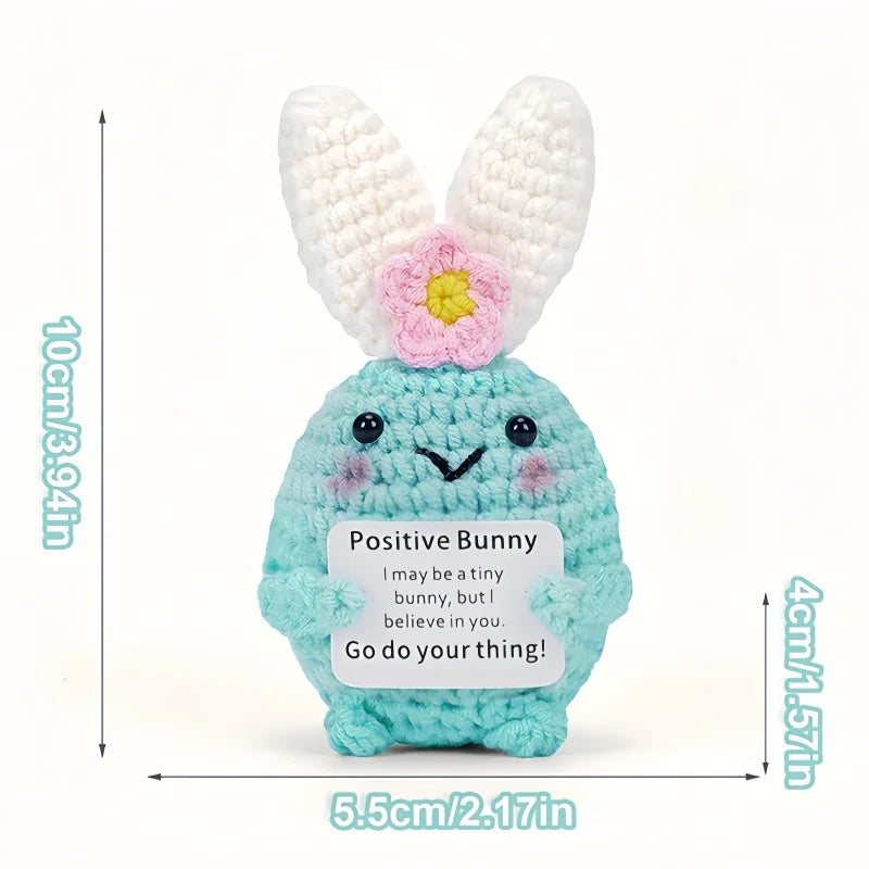 Creative Funny Handmade Crochet Emotional Support Dolls with Positive Energy Card