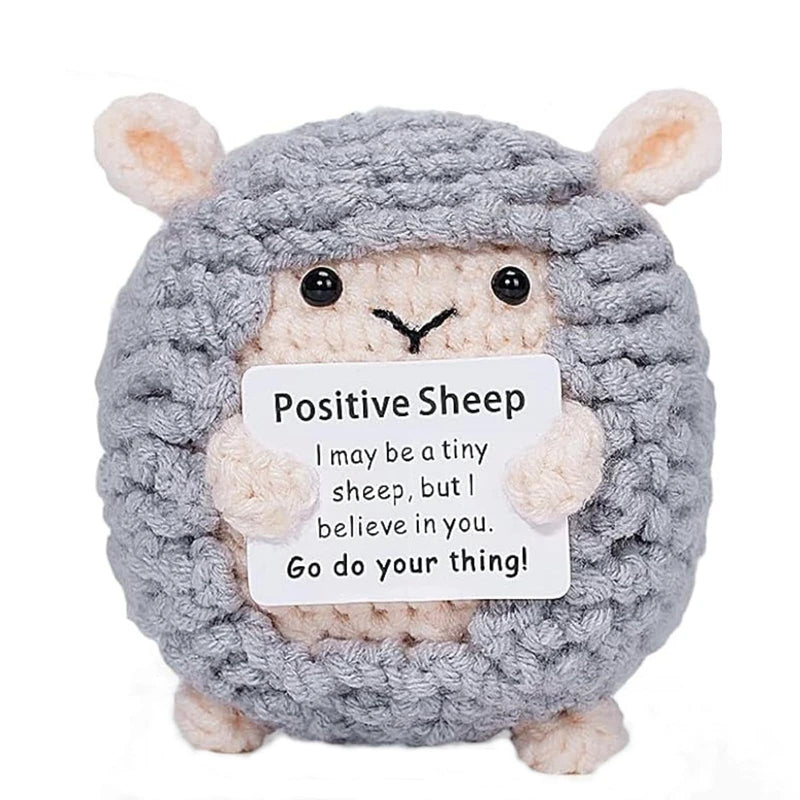 Creative Funny Handmade Crochet Emotional Support Dolls with Positive Energy Card