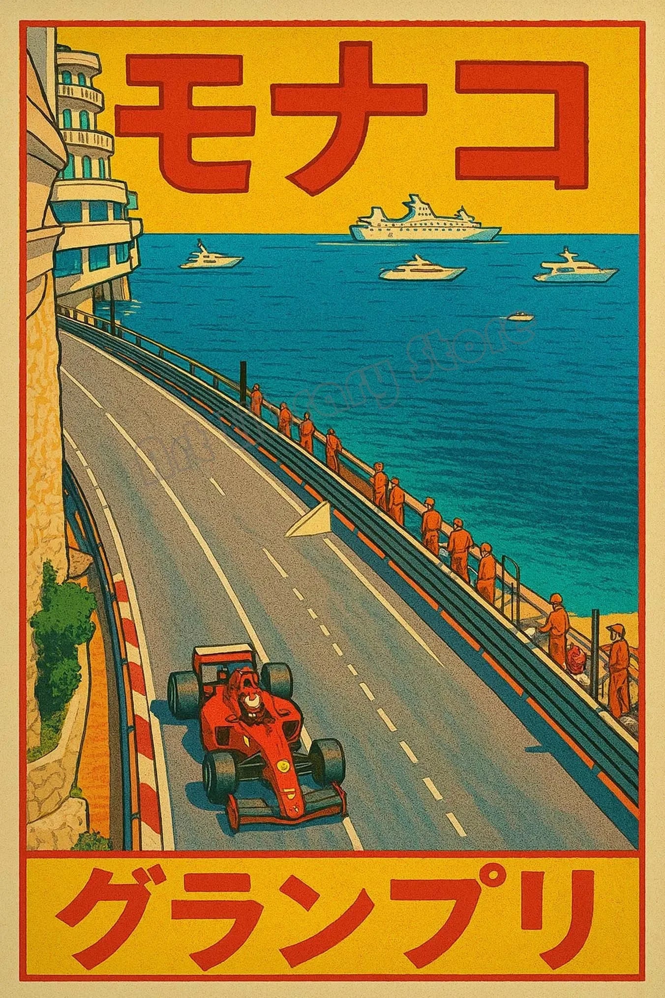 Vintage Japanese Style Monaco F1 Racing Iconic Motorsport Poster