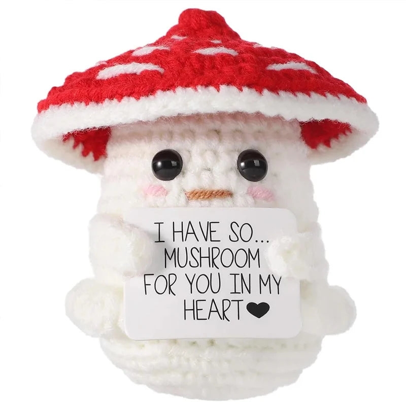 Creative Funny Handmade Crochet Emotional Support Dolls with Positive Energy Card