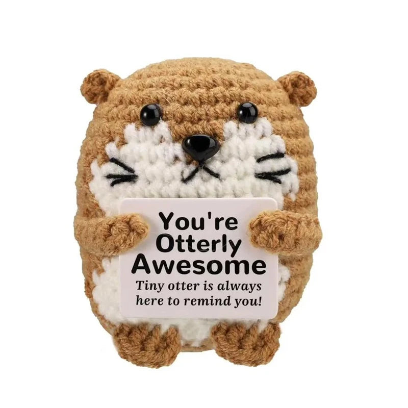 Creative Funny Handmade Crochet Emotional Support Dolls with Positive Energy Card