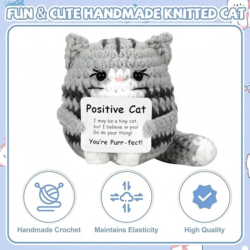 Creative Funny Handmade Crochet Emotional Support Dolls with Positive Energy Card