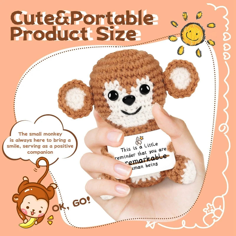 Creative Funny Handmade Crochet Emotional Support Dolls with Positive Energy Card