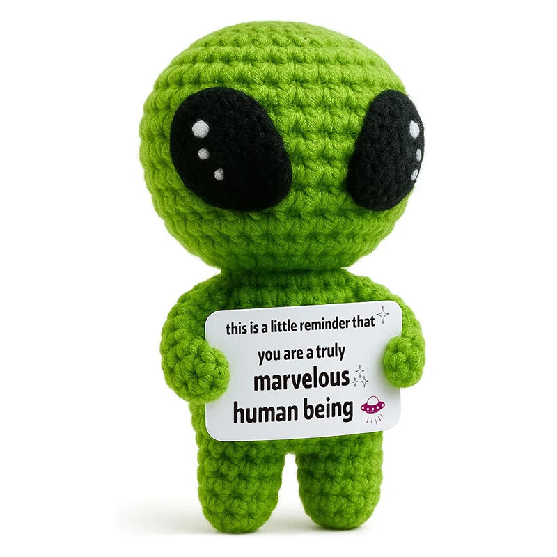 Creative Funny Handmade Crochet Emotional Support Dolls with Positive Energy Card