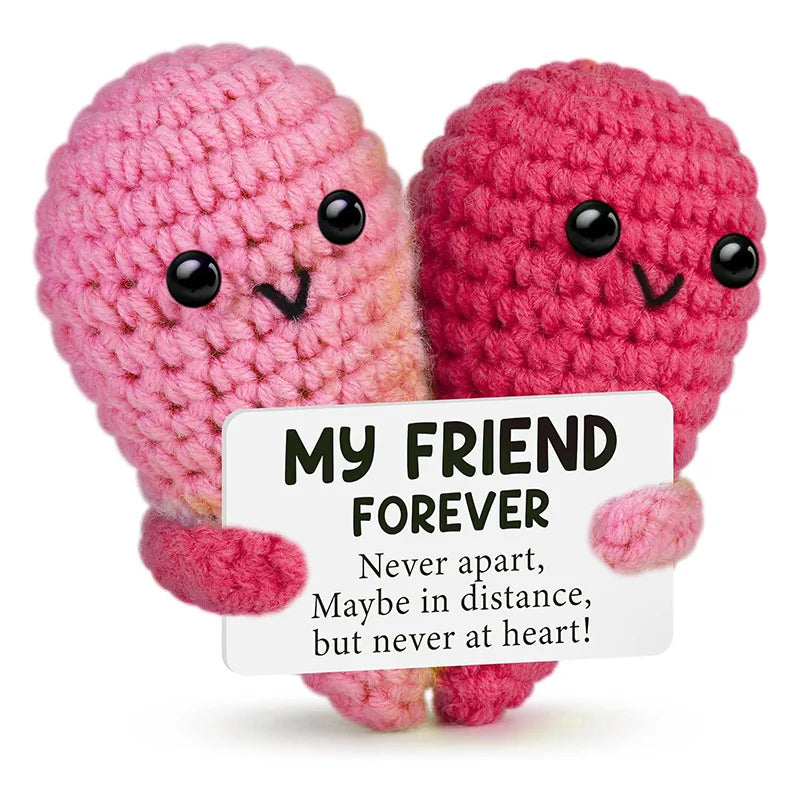 Creative Funny Handmade Crochet Emotional Support Dolls with Positive Energy Card