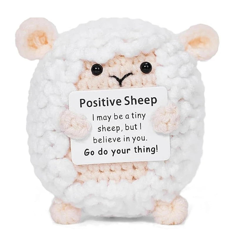 Creative Funny Handmade Crochet Emotional Support Dolls with Positive Energy Card