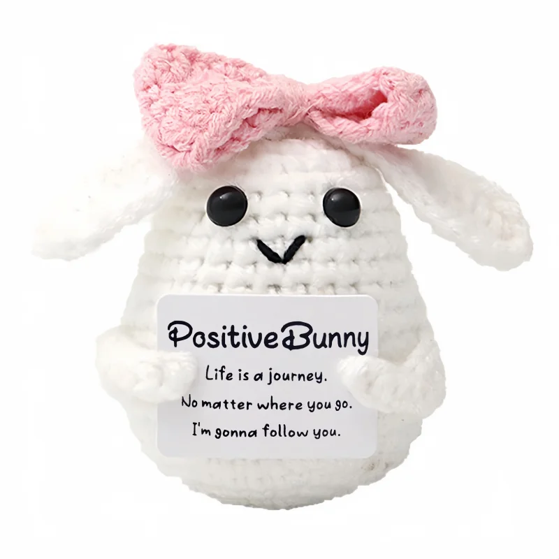 Creative Funny Handmade Crochet Emotional Support Dolls with Positive Energy Card