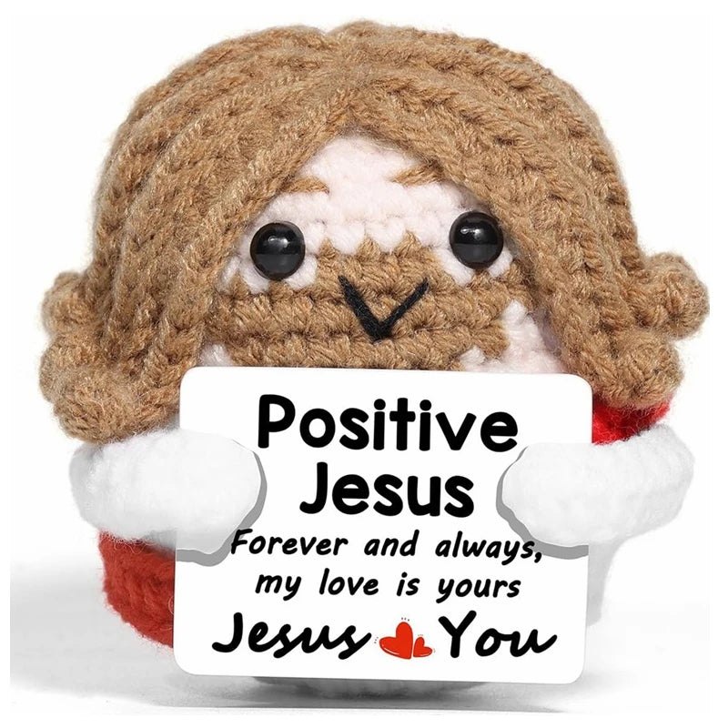 Creative Funny Handmade Crochet Emotional Support Dolls with Positive Energy Card