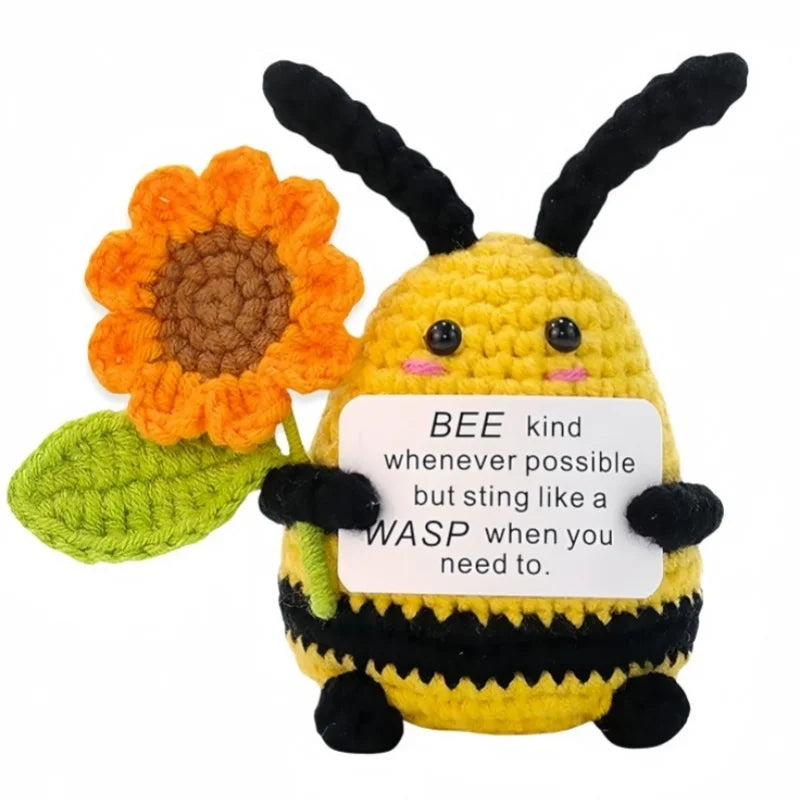 Creative Funny Handmade Crochet Emotional Support Dolls with Positive Energy Card