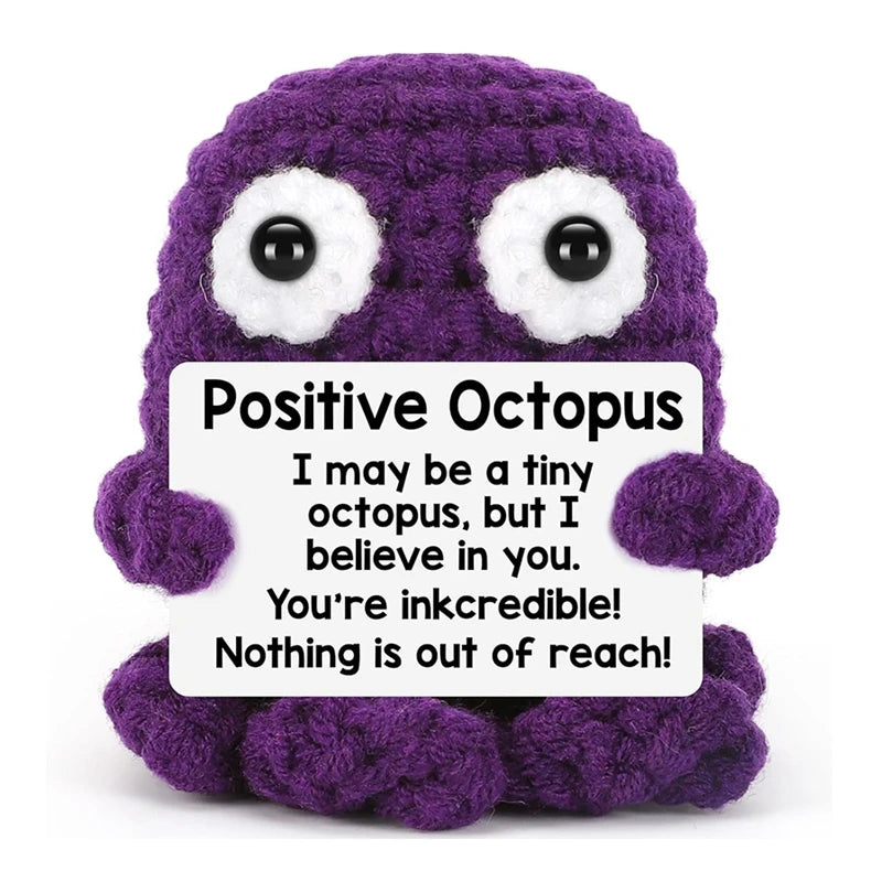 Creative Funny Handmade Crochet Emotional Support Dolls with Positive Energy Card