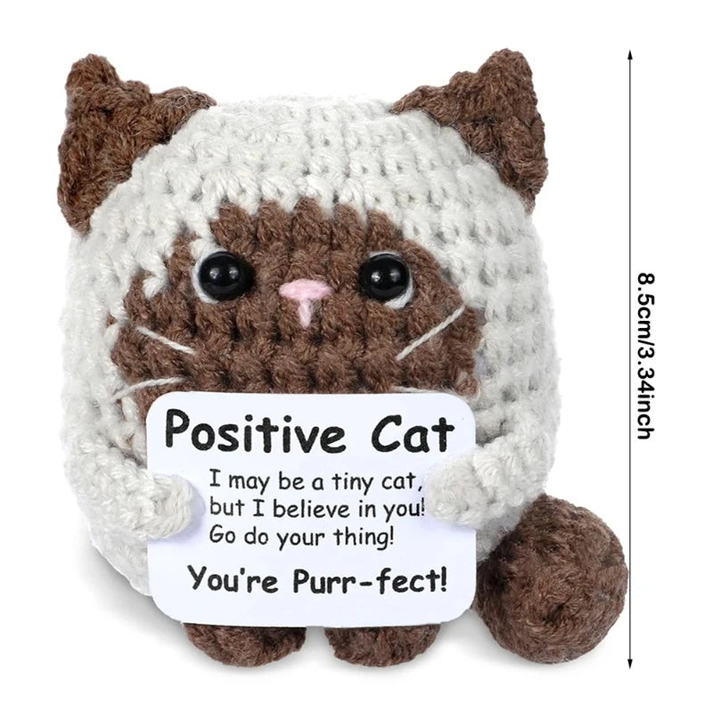 Creative Funny Handmade Crochet Emotional Support Dolls with Positive Energy Card
