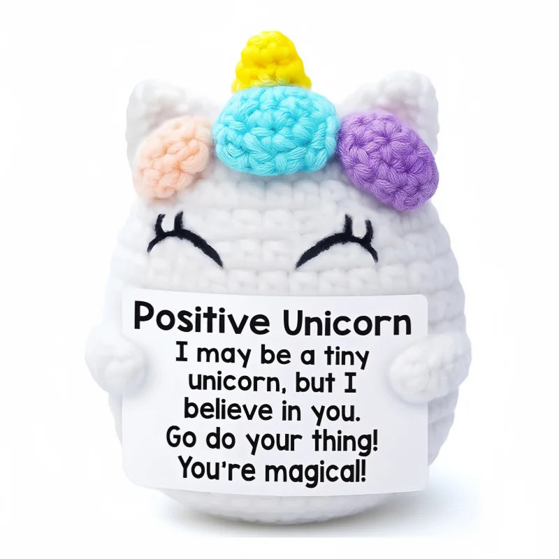 Creative Funny Handmade Crochet Emotional Support Dolls with Positive Energy Card