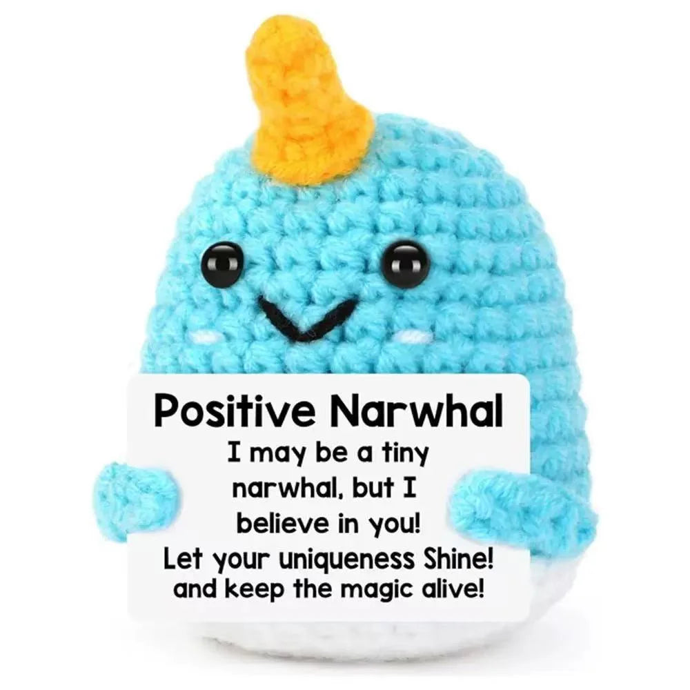 Creative Funny Handmade Crochet Emotional Support Dolls with Positive Energy Card