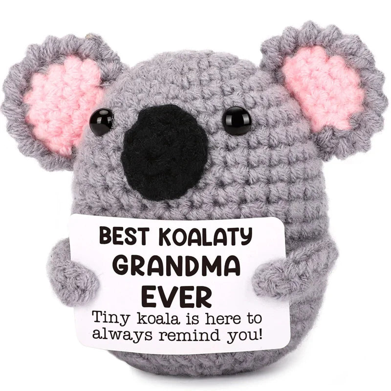 Creative Funny Handmade Crochet Emotional Support Dolls with Positive Energy Card