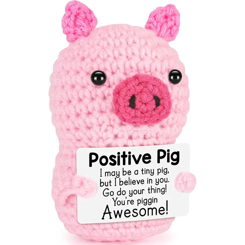 Creative Funny Handmade Crochet Emotional Support Dolls with Positive Energy Card