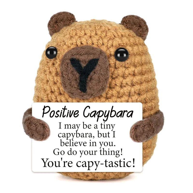 Creative Funny Handmade Crochet Emotional Support Dolls with Positive Energy Card