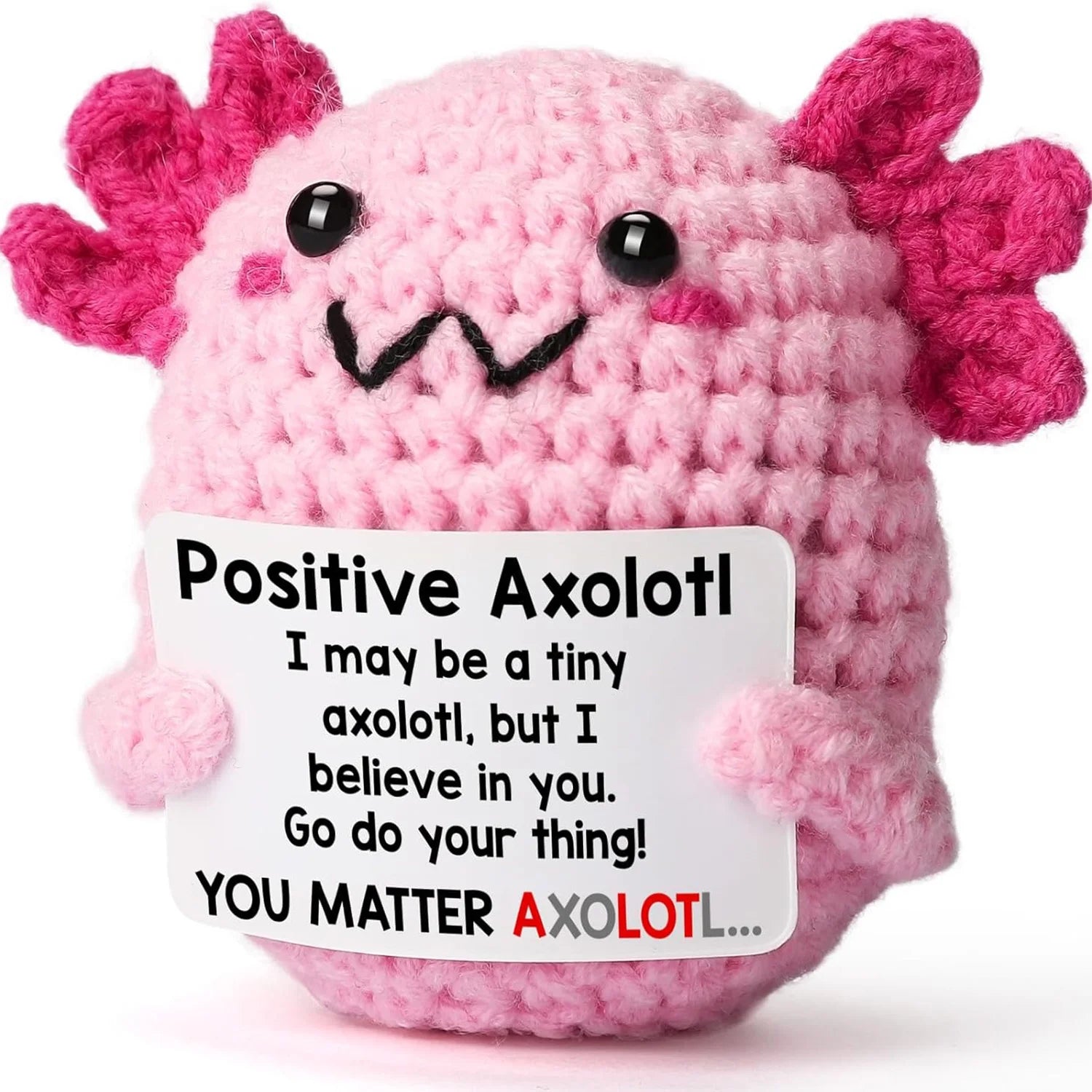 Creative Funny Handmade Crochet Emotional Support Dolls with Positive Energy Card