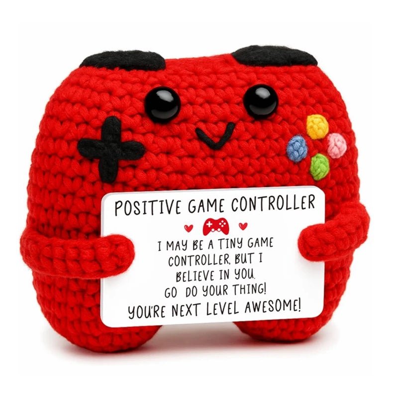 Creative Funny Handmade Crochet Emotional Support Dolls with Positive Energy Card