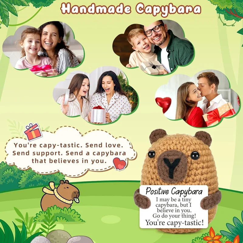Creative Funny Handmade Crochet Emotional Support Dolls with Positive Energy Card