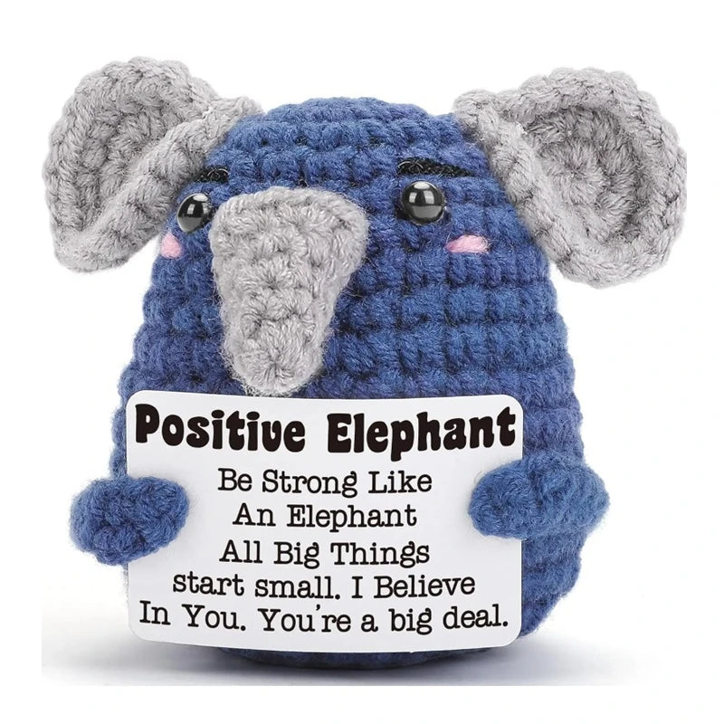 Creative Funny Handmade Crochet Emotional Support Dolls with Positive Energy Card