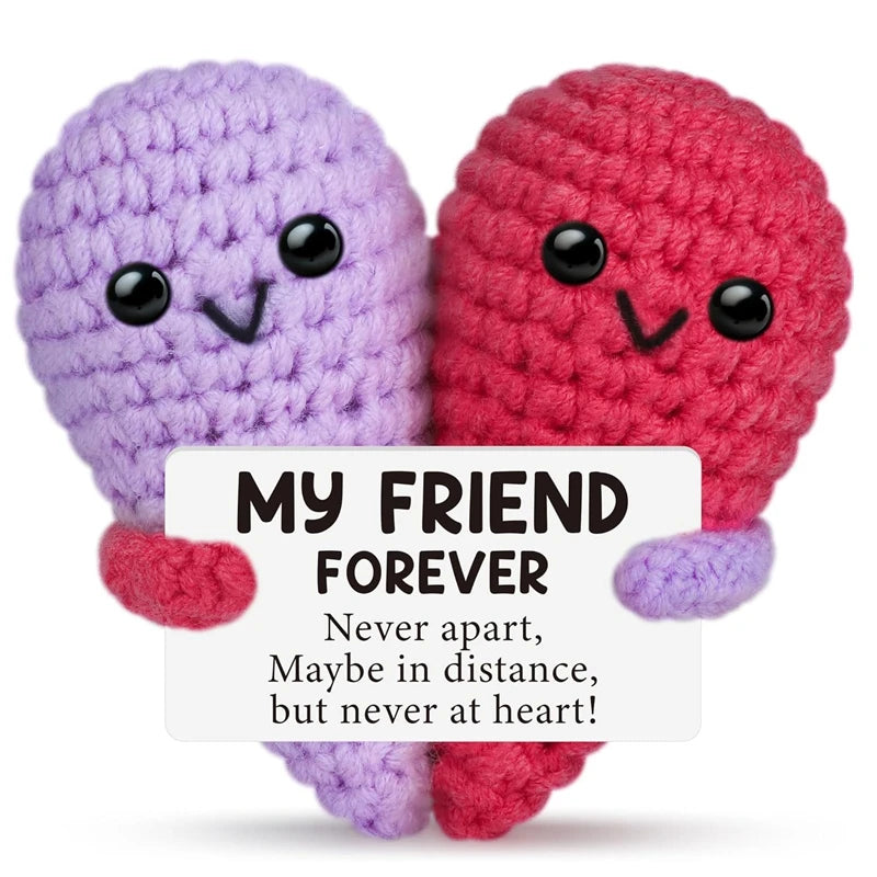 Creative Funny Handmade Crochet Emotional Support Dolls with Positive Energy Card