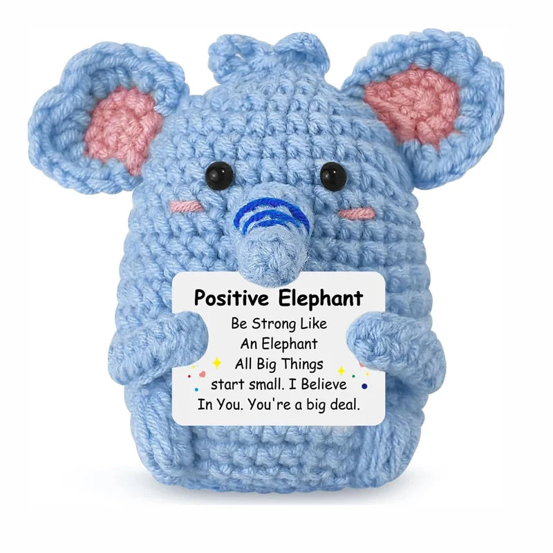 Creative Funny Handmade Crochet Emotional Support Dolls with Positive Energy Card