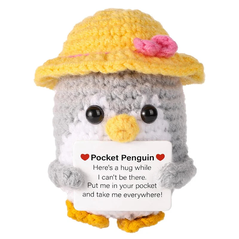 Creative Funny Handmade Crochet Emotional Support Dolls with Positive Energy Card