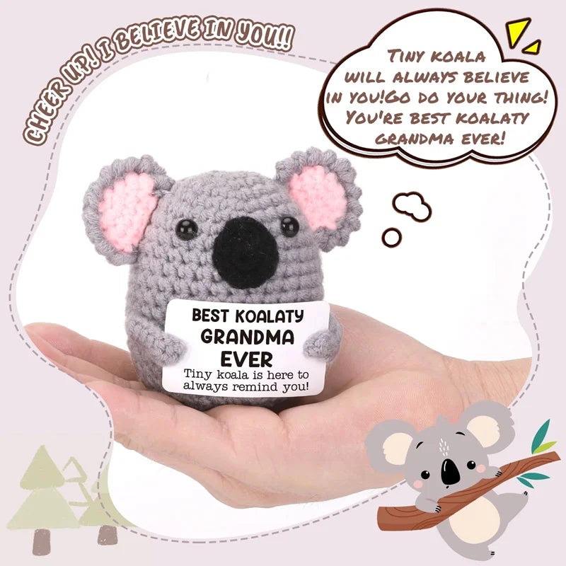 Creative Funny Handmade Crochet Emotional Support Dolls with Positive Energy Card