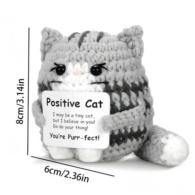 Creative Funny Handmade Crochet Emotional Support Dolls with Positive Energy Card