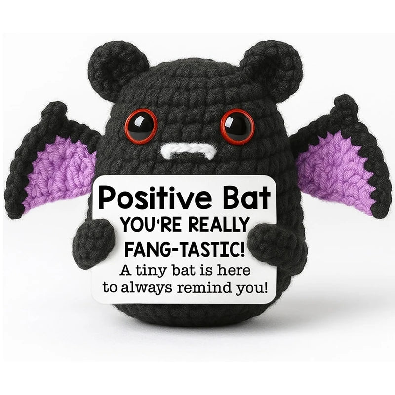 Creative Funny Handmade Crochet Emotional Support Dolls with Positive Energy Card