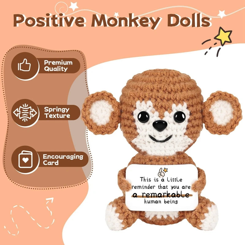 Creative Funny Handmade Crochet Emotional Support Dolls with Positive Energy Card
