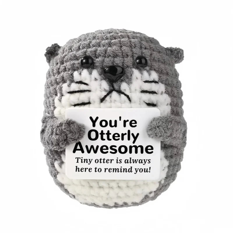 Creative Funny Handmade Crochet Emotional Support Dolls with Positive Energy Card