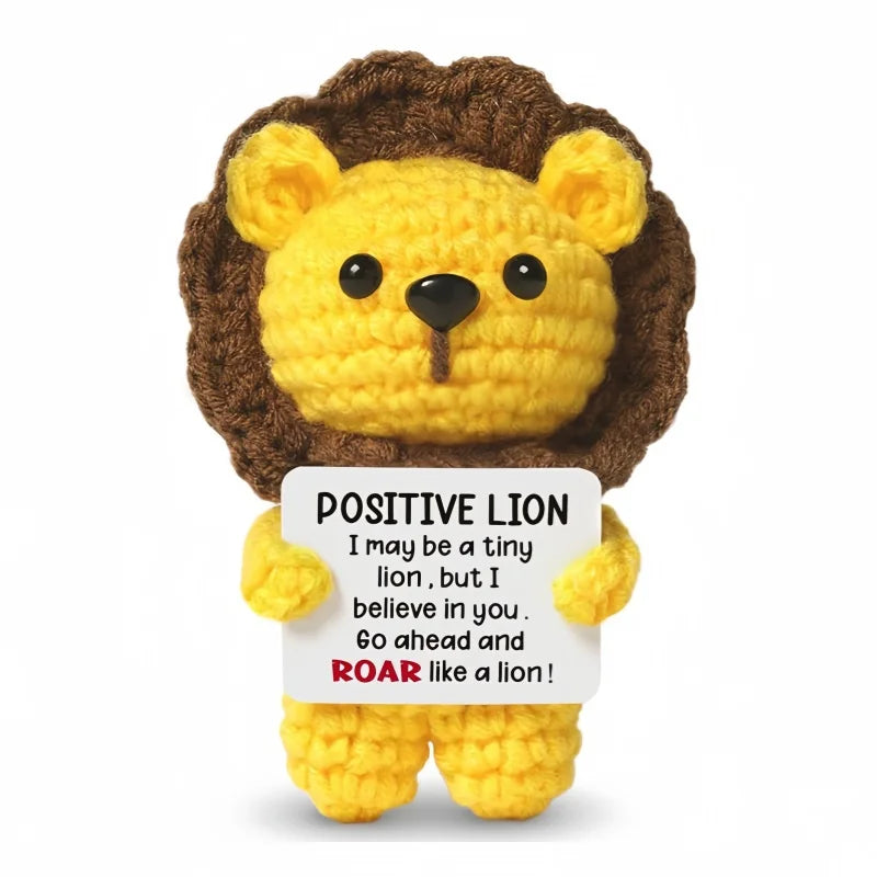 Creative Funny Handmade Crochet Emotional Support Dolls with Positive Energy Card